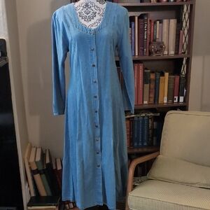 Vintage Denim Dress Lace Up